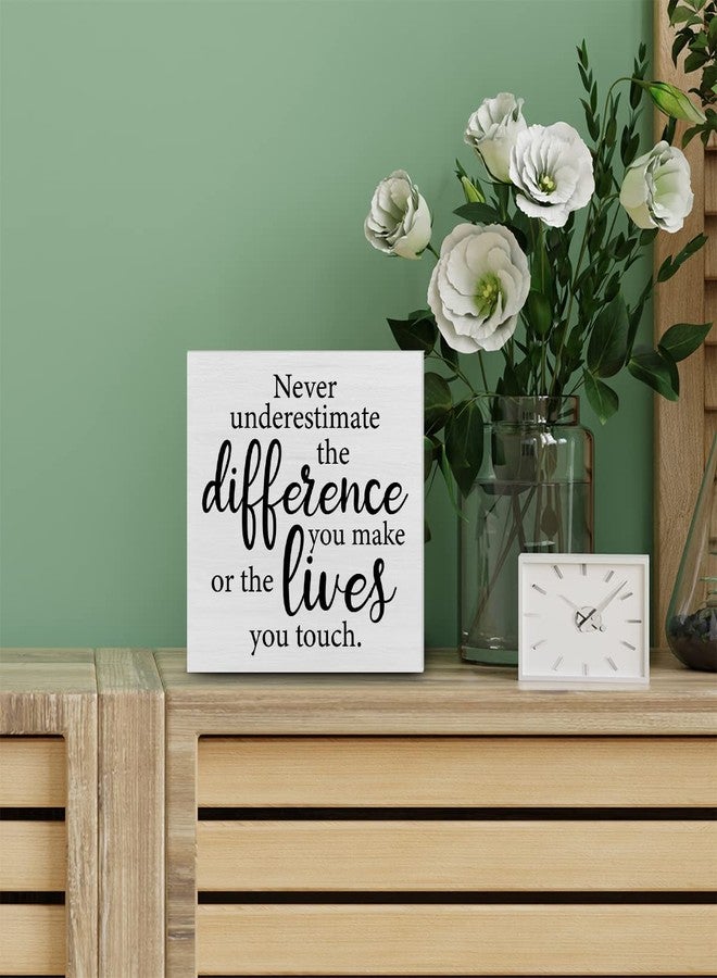 PIXCEOS Retirement Thank You Gift Decorative Wooden Box Sign Never Underestimate the Difference You Make Wood Block Plaque Desk Decor Office Shelf or Wall Display - Image 5